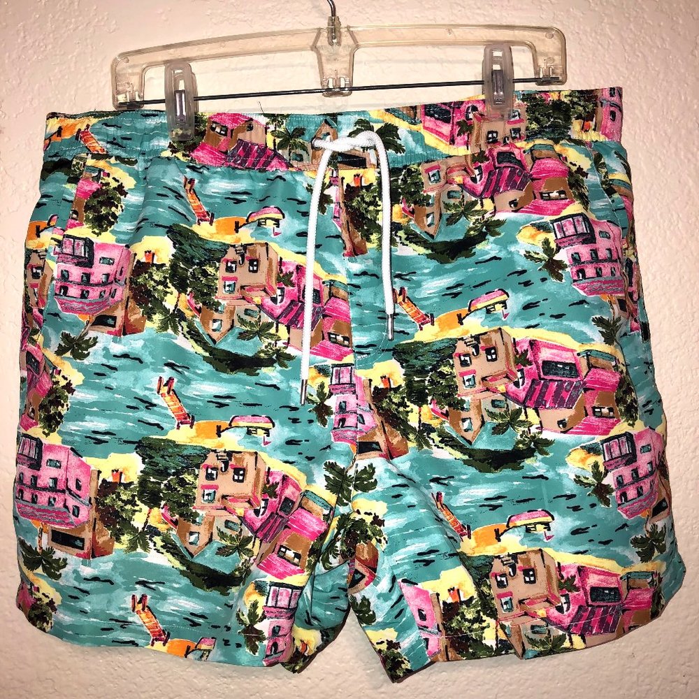 Forever 21 Men's Swim Trunks Shorts Size XL Drawstring Elastic Waist Pull On EUC